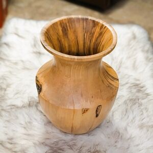 Hand-Turned Arbutus Hornbeam Wood Vase Beautiful Detailed Grain D. Rhudy USA